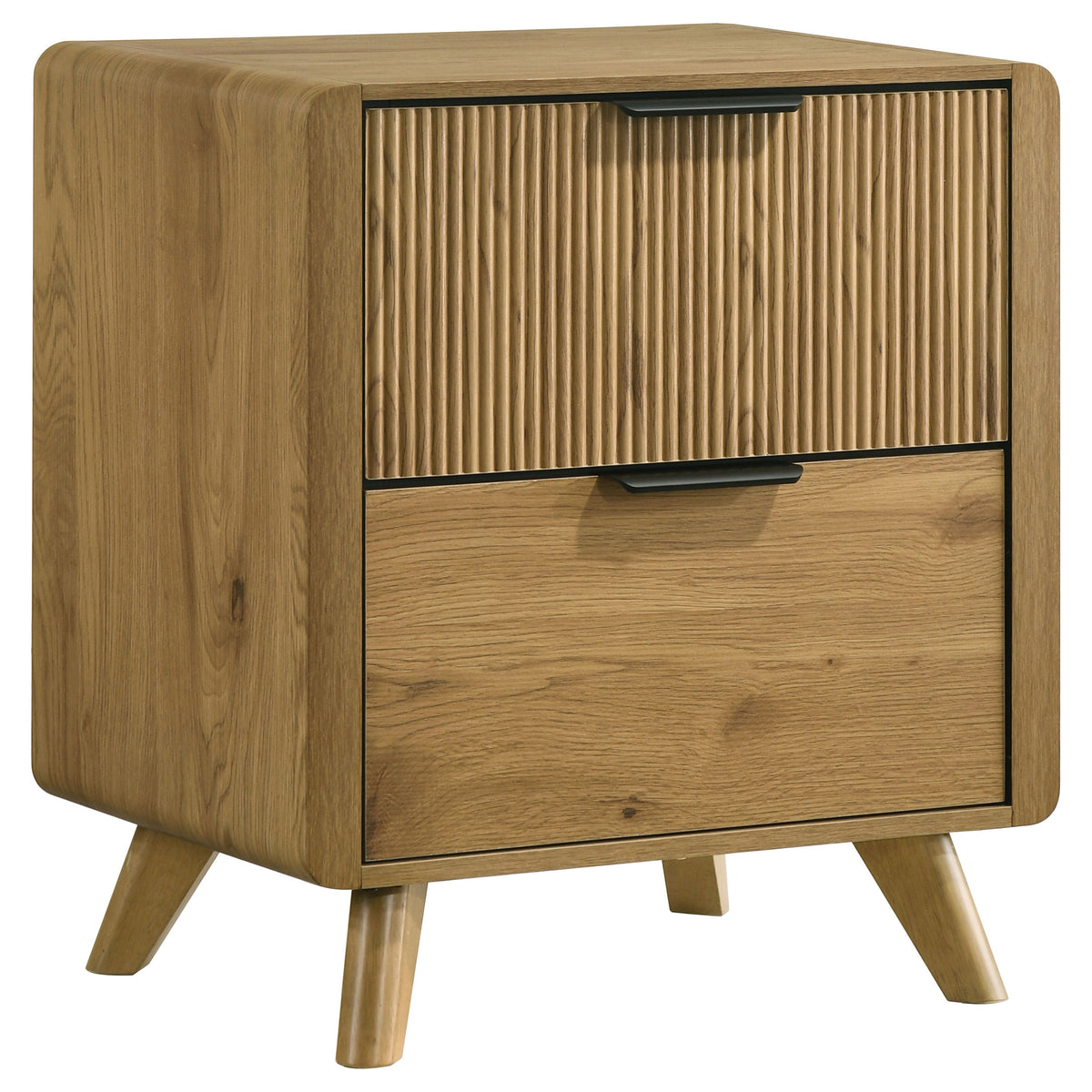Bennett Queen Upholstered 4-Piece Mid-Century Bedroom Set Light Oak