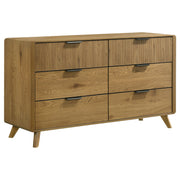 Bennett Queen Upholstered 4-Piece Mid-Century Bedroom Set Light Oak