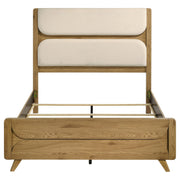 Bennett Queen Mid-Century Fabric Upholstered Panel Bed Light Oak