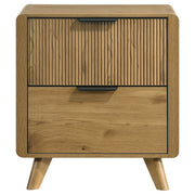 Bennett Mid-Century 2-Drawer Rubberwood Nightstand Light Oak