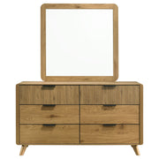 Bennett Mid-Century 2-Piece 6-Drawer Dresser and Mirror Light Oak