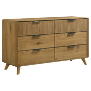 Bennett Mid-Century 6-Drawer Rubberwood Dresser Light Oak