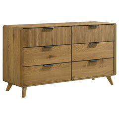 Bennett Mid-Century 6-Drawer Rubberwood Dresser Light Oak
