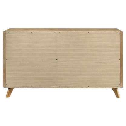 Bennett Mid-Century 6-Drawer Rubberwood Dresser Light Oak