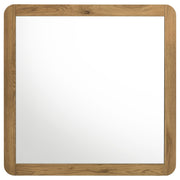 Bennett Mid-Century Square Dresser Mirror with Open-Corner Light Oak Frame
