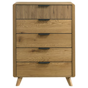 Bennett Mid-Century 5-Drawer Rubberwood Chest Light Oak