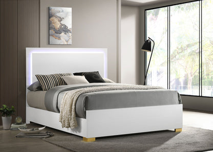 Marceline Wood LED Panel Bed Black