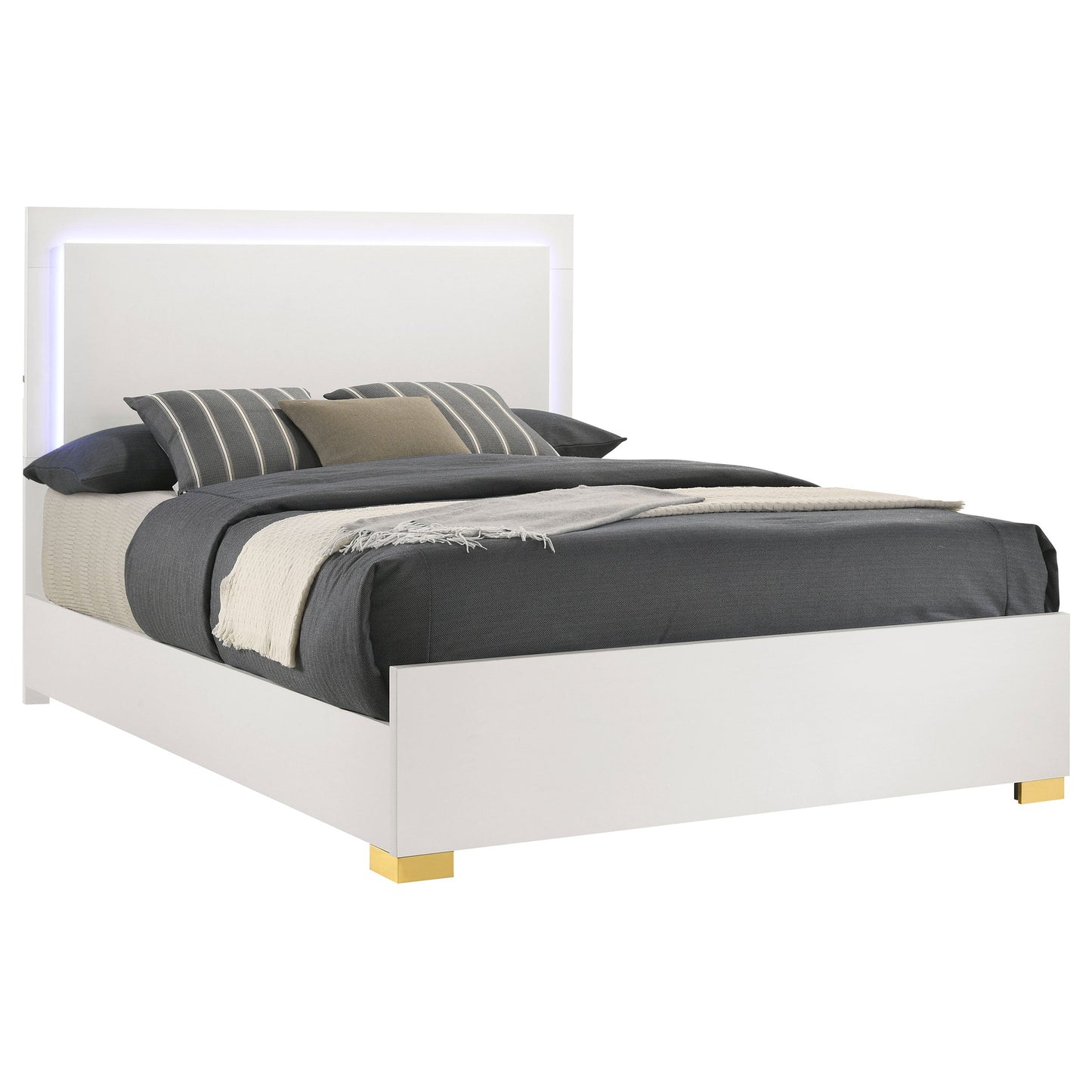 Marceline Wood LED Panel Bed Black