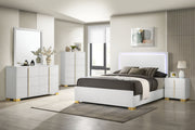 Cama con panel LED Marceline Wood en color negro
