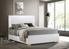 Cama con panel LED Marceline Wood en color negro