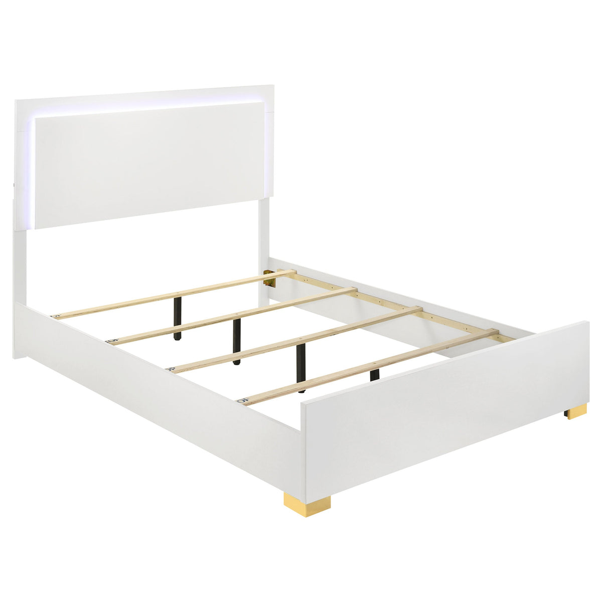 Cama con panel LED Marceline Wood en color negro