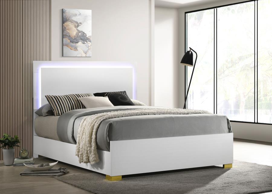Marceline Wood Queen LED Panel Bed