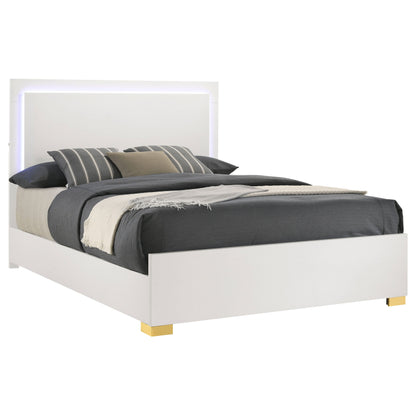 Marceline Wood LED Panel Bed Black