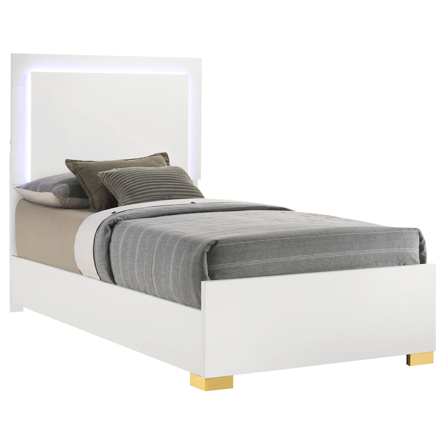 Marceline Wood LED Panel Bed Black