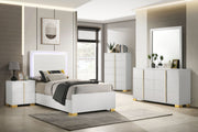 Cama con panel LED Marceline Wood en color negro