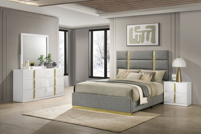 Ines  Bedroom Set Grey/Navy and White High Gloss