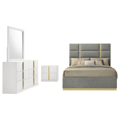 Ines  Bedroom Set Grey/Navy and White High Gloss