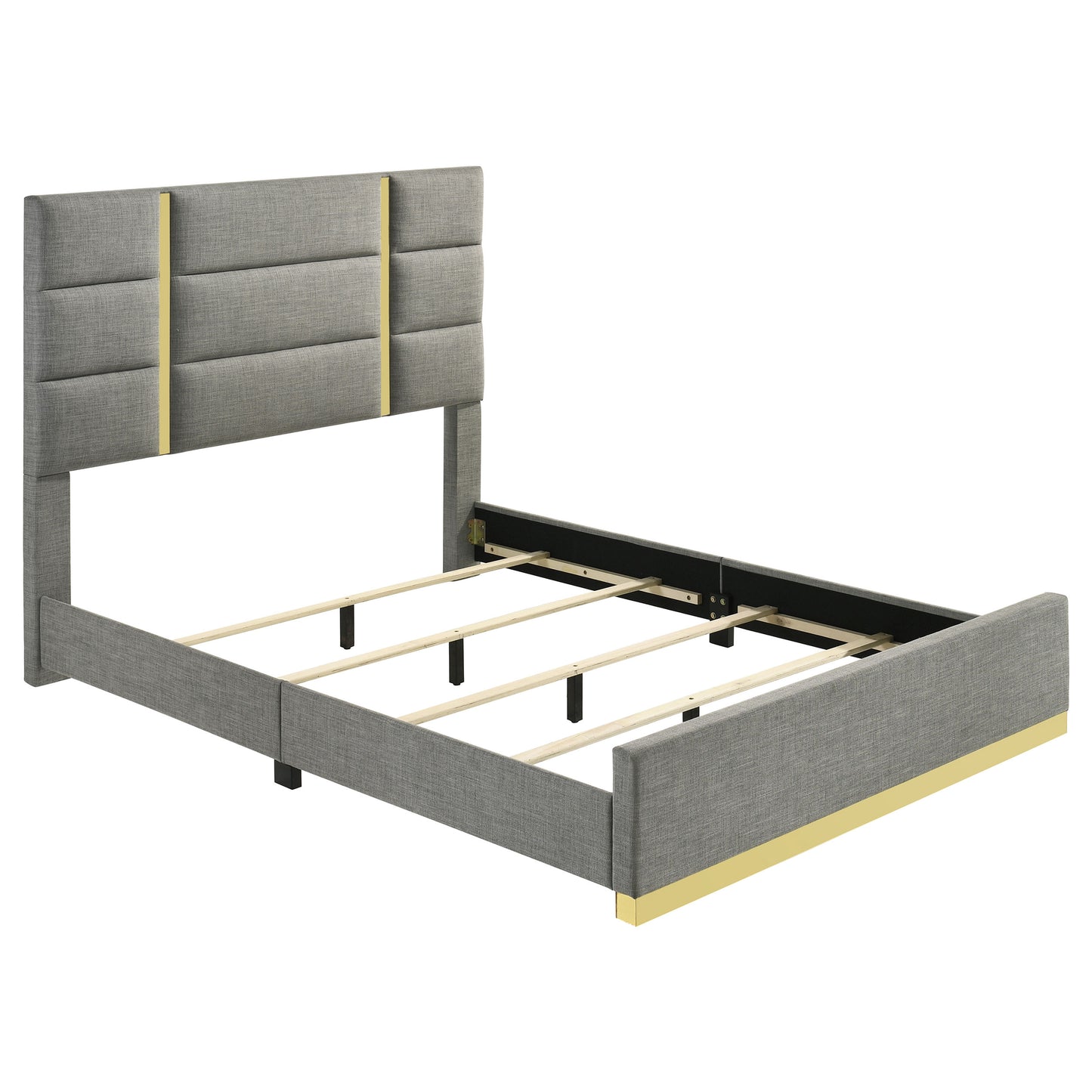 Ines 52-inch Fabric Upholstered Queen Panel Bed Grey