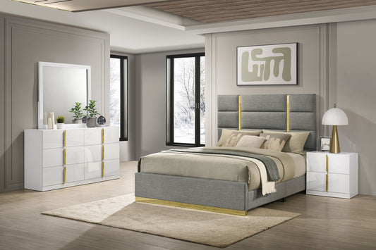 Ines  Bedroom Set Grey/Navy and White High Gloss