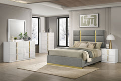 Ines  Bedroom Set Grey/Navy and White High Gloss