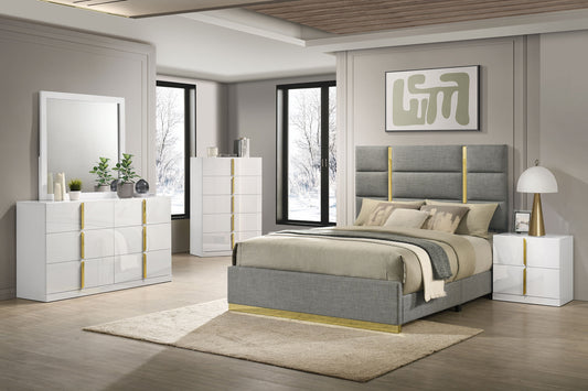Ines  Bedroom Set Grey/Navy and White High Gloss