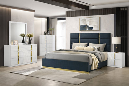 Ines  Bedroom Set Grey/Navy and White High Gloss