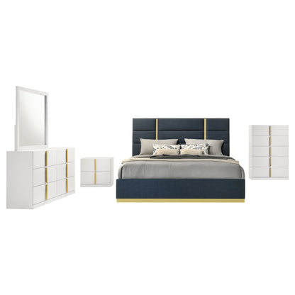 Ines  Bedroom Set Grey/Navy and White High Gloss