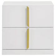 Ines 2-drawer Nightstand Bedside Table White High Gloss
