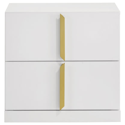Ines 2-drawer Nightstand Bedside Table White High Gloss