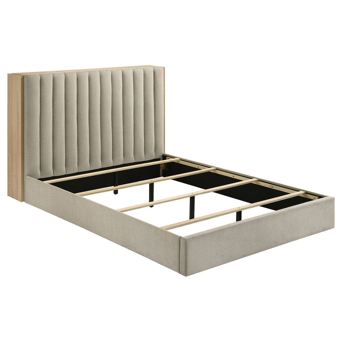 Arielle  Bookcase Panel Storage Bed Light Oak