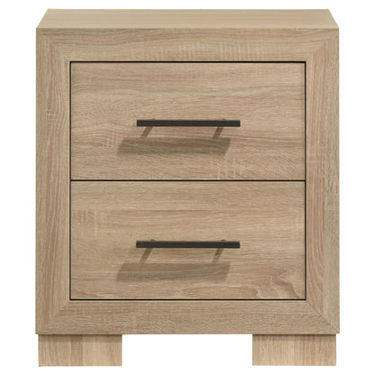 Arielle 2-drawer Bedroom Nightstand with Casters Light Oak