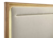 Leanne Eastern King LED Panel Bed Off White and Light Oak