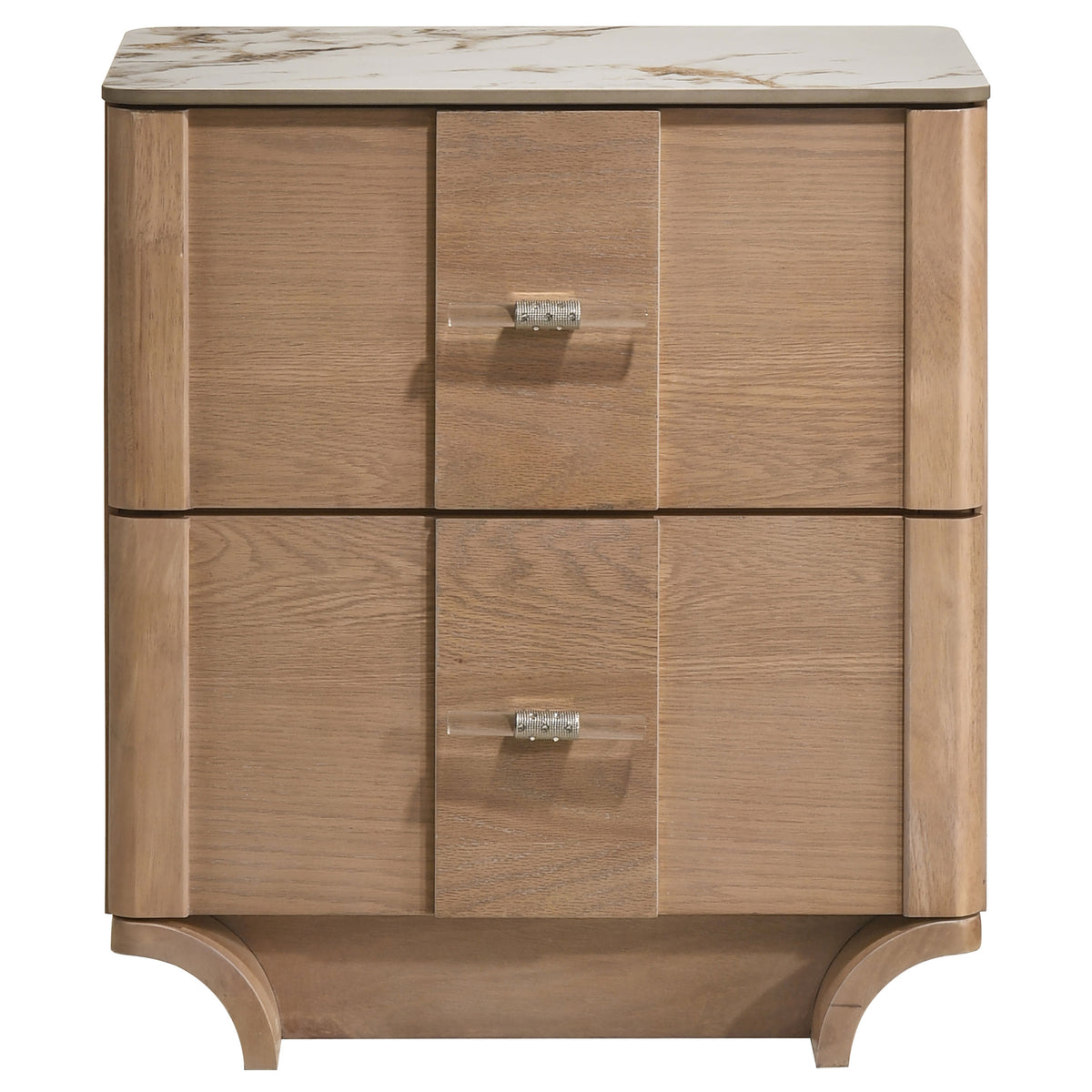 Leanne 2-drawer Sinter Stone Top Nightstand Light Oak