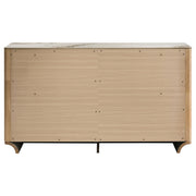 Leanne 6-drawer Sinter Stone Top Dresser Cabinet Light Oak