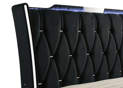 Lorient Eastern King LED Upholstered Bed Black