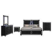 Ravenne 5-piece Velvet Upholstered California King LED Bedroom Set Black