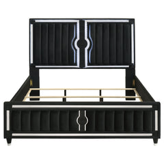 Ravenne Velvet Upholstered California King LED Panel Bed Black