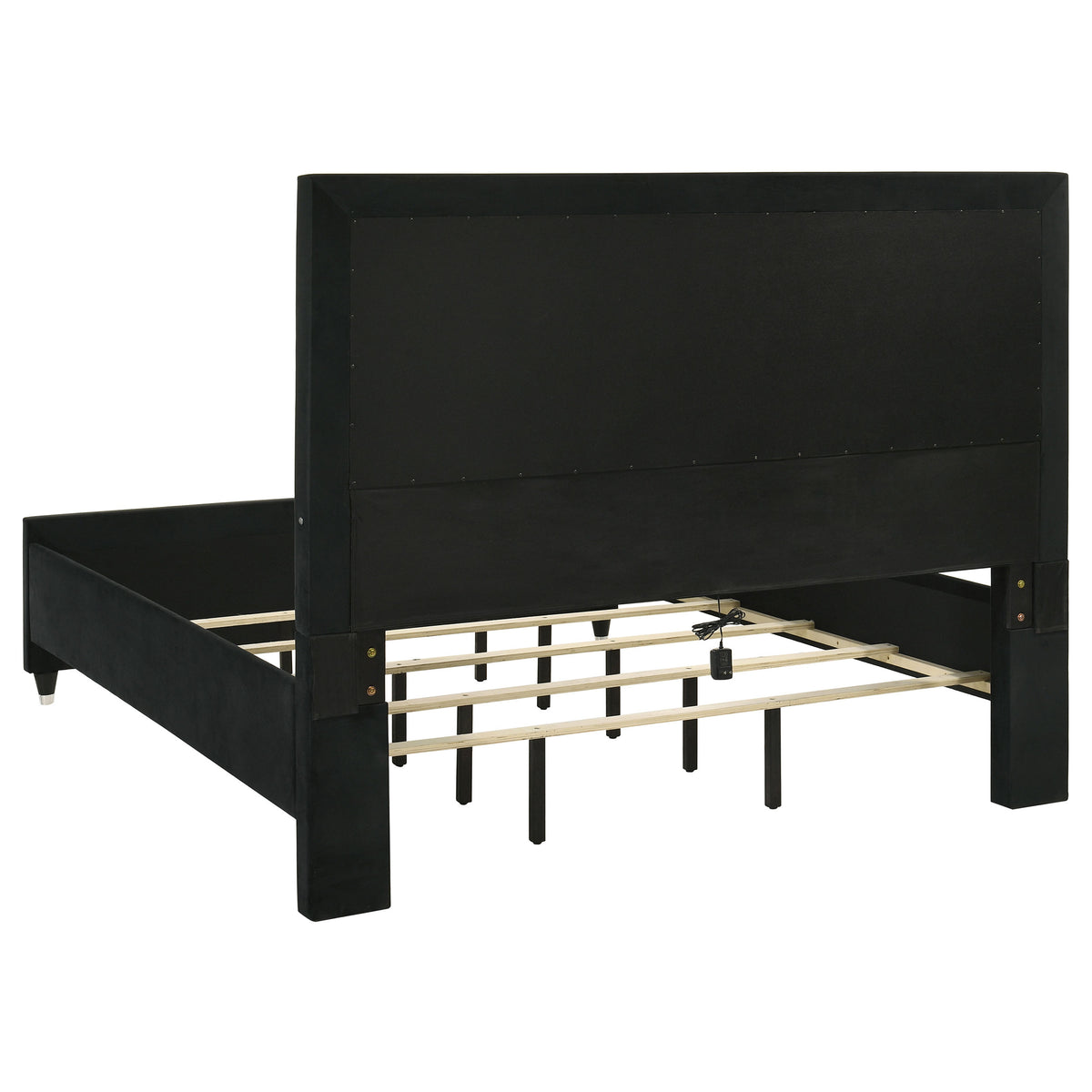 Ravenne Velvet Upholstered California King LED Panel Bed Black