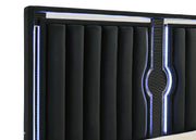 Ravenne Velvet Upholstered California King LED Panel Bed Black