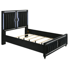 Ravenne 4-piece Velvet Upholstered Queen LED Bedroom Set Black