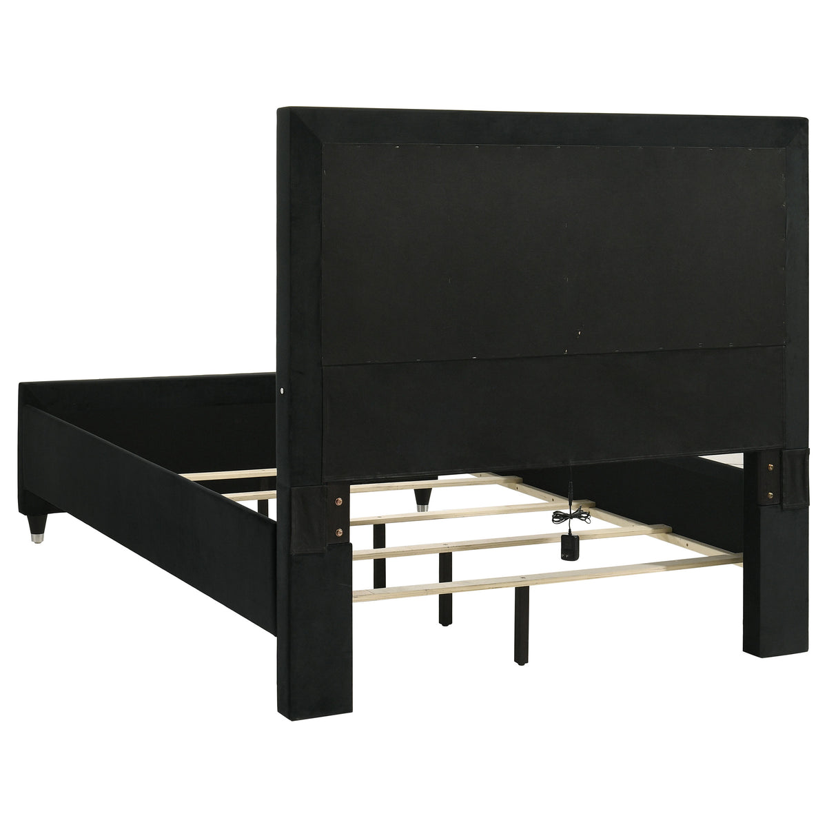 Ravenne 4-piece Velvet Upholstered Queen LED Bedroom Set Black