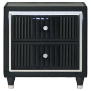 Ravenne 2-drawer Velvet Upholstered LED Nightstand with USB Black