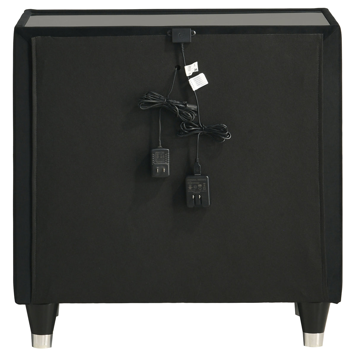 Ravenne 2-drawer Velvet Upholstered LED Nightstand with USB Black
