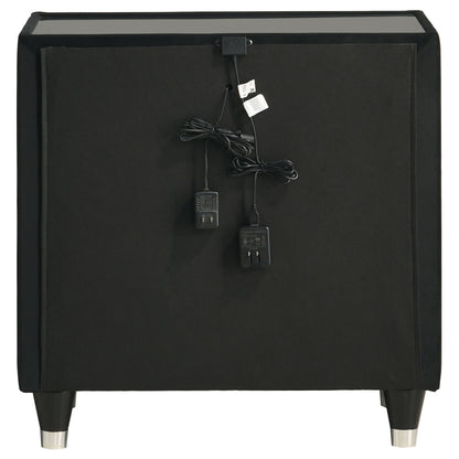 Ravenne 2-drawer Velvet Upholstered LED Nightstand with USB Black