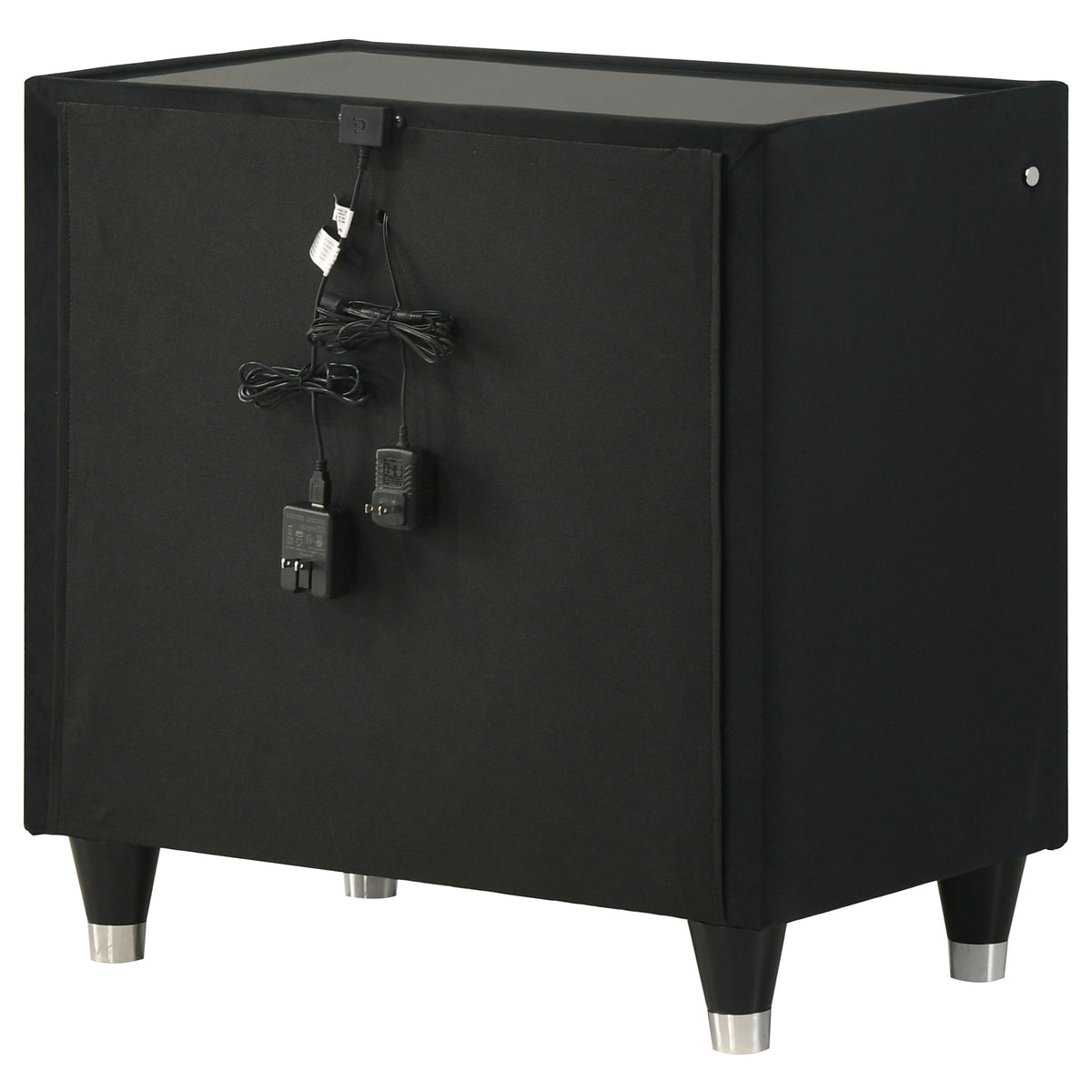 Ravenne 2-drawer Velvet Upholstered LED Nightstand with USB Black
