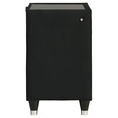 Ravenne 2-drawer Velvet Upholstered LED Nightstand with USB Black