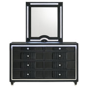 Ravenne 8-drawer Velvet Upholstered LED Dresser and Mirror Black