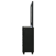 Ravenne 8-drawer Velvet Upholstered LED Dresser and Mirror Black