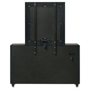 Ravenne 8-drawer Velvet Upholstered LED Dresser and Mirror Black