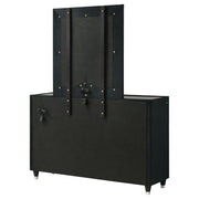 Ravenne 8-drawer Velvet Upholstered LED Dresser and Mirror Black
